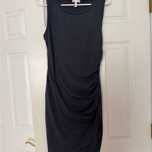 Leith Navy Sleeveless Ruched Midi Dress